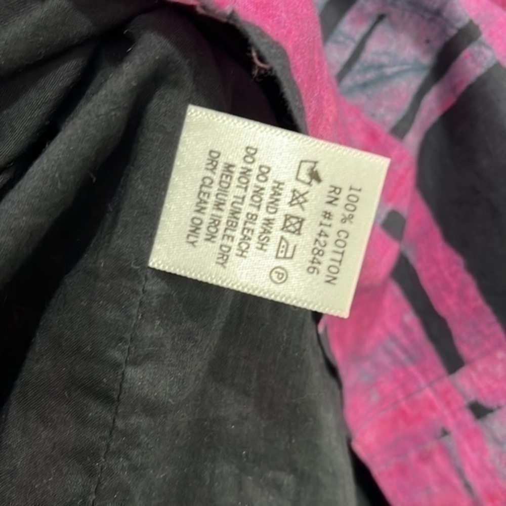 RHODE Piper Ruched Cotton Black and Magenta Pink Printed Mini Dress Size XS - Picture 5 of 7